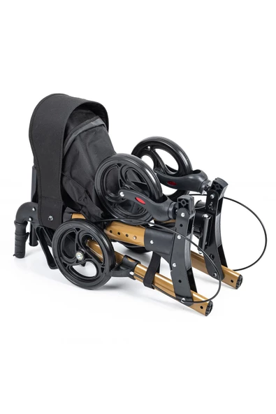 MEDİKALBİRLİK MD-9102 Altın Renk Lüx Alüminyum Rolatör Tekerlekli Yürüteç - Resim 6