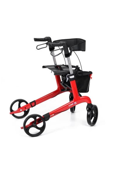 MEDİKALBİRLİK Comfort Plus Spırıt X4 Carbon Fiber Rolatör Yürüteç Kırmızı - Resim 3