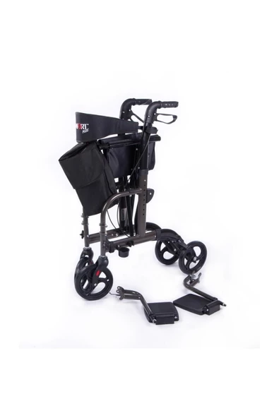 MEDİKALBİRLİK Comfort Plus DM-9124 Lüx Ayak Pedallı Alüminyum Rolatör (Hem Rolatör Hem Tekerlekli Sandalye) - Resim 7
