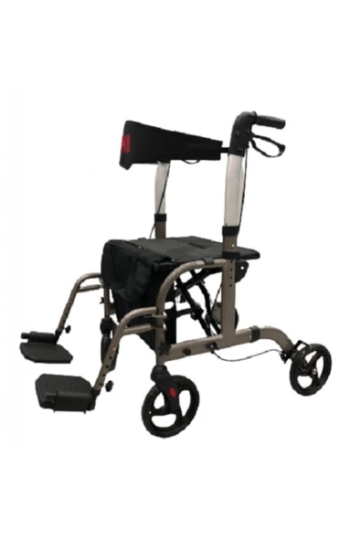 POYLİN Lüx Tekerlekli Yürüteç Rollatör Walker Pedallı Çift Kullanımlı Oturaklı Yürüteç Fizik Dünyası ürün görseli 1