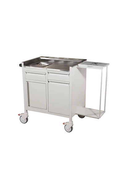 MEDİKALBİRLİK İki Çekmece ve Dolaplı Pansuman Arabası E-254A ürün görseli 1