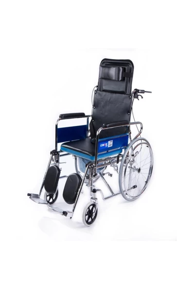 MEDİKALBİRLİK Comfort Plus KY609GC Sırtı Yatar Ayak Kalkar Tuvalet Özellikli Tekerlekli Sandalye - Resim 2