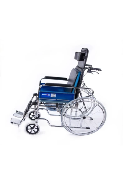 MEDİKALBİRLİK Comfort Plus KY609GC Sırtı Yatar Ayak Kalkar Tuvalet Özellikli Tekerlekli Sandalye - Resim 7