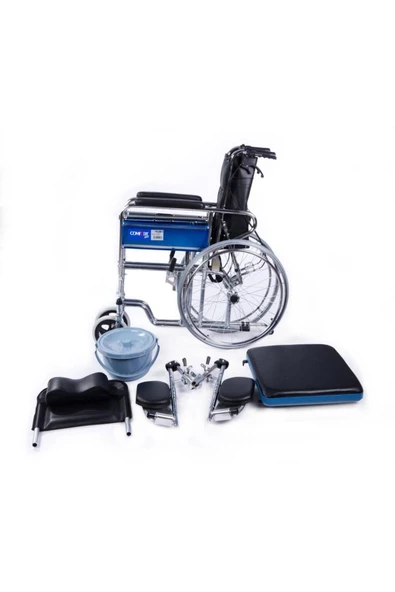 MEDİKALBİRLİK Comfort Plus KY609GC Sırtı Yatar Ayak Kalkar Tuvalet Özellikli Tekerlekli Sandalye - Resim 4