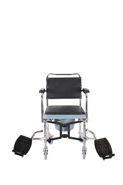 SDM MEDİKAL Katlanır Deri Kapaklı Tekerlekli Tuvalet - Resim 5