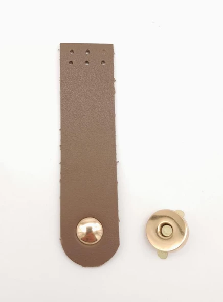Çanta Aksesuar Vizon Renk Tek Kat Suni Deri Kapak 10.5x2.5 cm Light Gold Metal