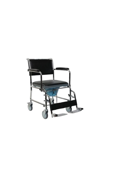 TEKERLEKLİ İSKEMLE B-125 Katlanır Tuvaletli Banyo Sandalyesi
