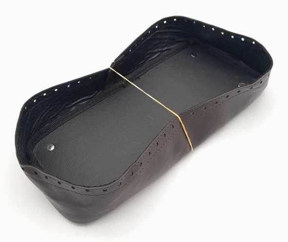 Çanta Aksesuar Koyu Kahverengi Suni Deri 28x13 cm Yüksek Çanta Tabanı Gümüş Metalli - 2