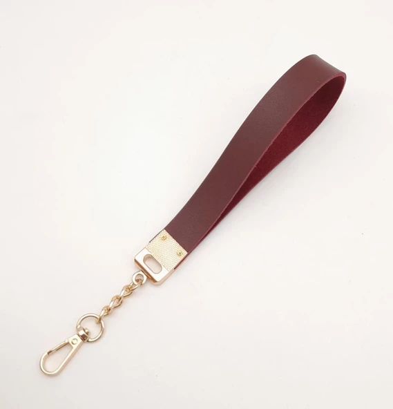 Çanta Aksesuar Bordo Tek Kat Suni Deri Zincirli Elcik Light Gold Metal - 3