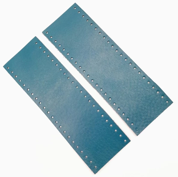 Çanta Aksesuar Turkuaz Gerçek Deri Tutma Sapı 18X6 Cm Simit Sap