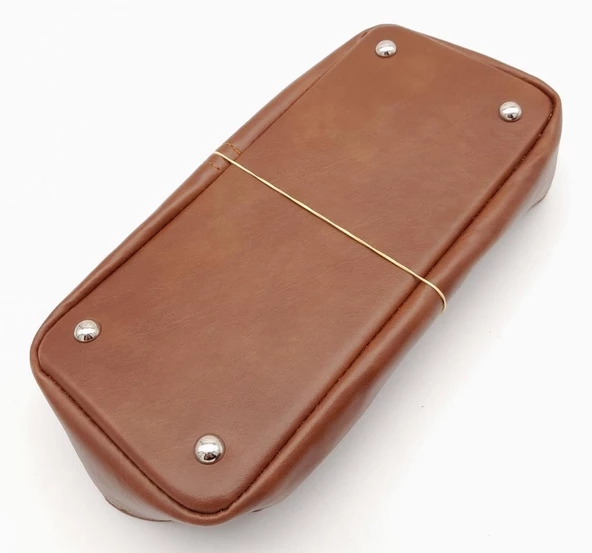 Çanta Aksesuar Taba Suni Deri 28x13 cm Yüksek Çanta Tabanı Gümüş Metalli - 3
