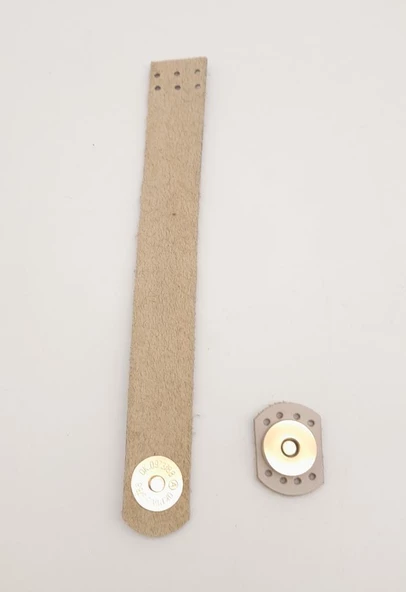 Çanta Aksesuar 18x2,3 cm Bej Gerçek Deri Düz Çanta Kapağı Light Gold Metalli - 2