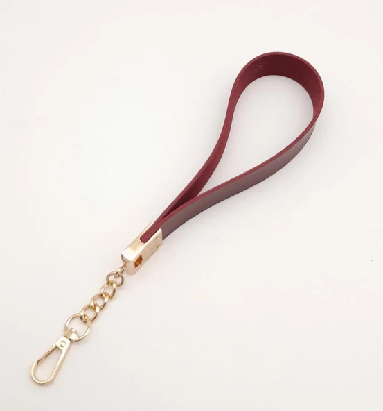 Çanta Aksesuar Bordo Tek Kat Suni Deri Zincirli Elcik Light Gold Metal - 2