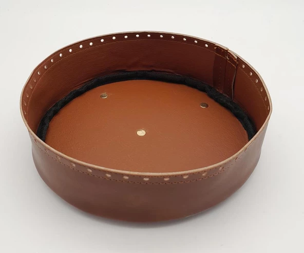 Çanta Aksesuar Taba Suni Deri 22 cm Yuvarlak Yüksek Çanta Tabanı Light Gold Metalli