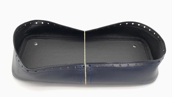 Çanta Aksesuar Lacivert Suni Deri 28x13 cm Yüksek Çanta Tabanı Gümüş Metalli - 1