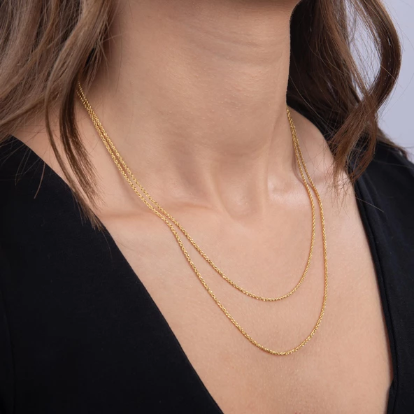 14 Ayar 50 cm İnce Halat Altın Zincir Kolye 1,23 gr - Resim 2