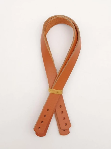 Çanta Aksesuar Gerçek Deri 35x1.2 cm Turuncu Taba Renk Çift Çanta Sapı
