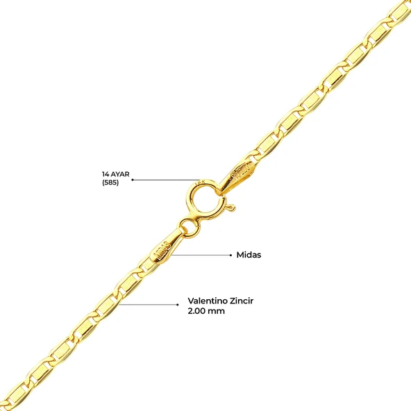 14 Ayar 45 cm Valentino Altın Zincir Kolye 1,95 gr - Resim 3