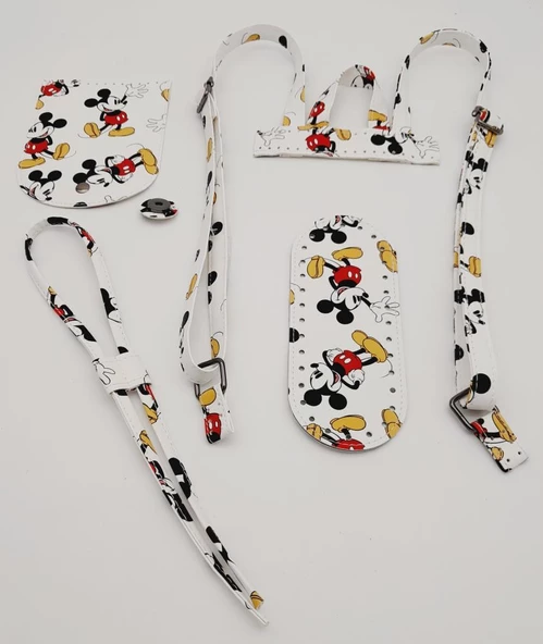 Çanta Aksesuar Miki Mouse Desenli Sırt Çanta Seti Füme Metalli - 2