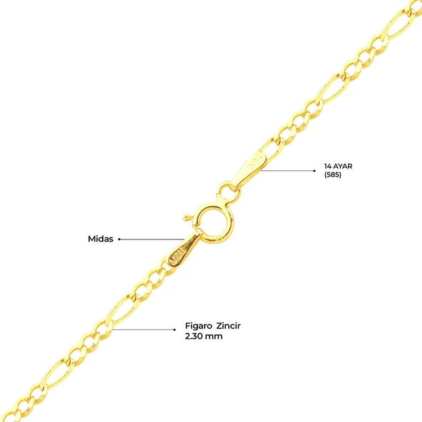 14 Ayar 45 cm Figaro Altın Zincir Kolye 1,98 gr - Resim 3