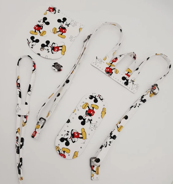 Çanta Aksesuar Miki Mouse Desenli Sırt Çanta Seti Füme Metalli - 3