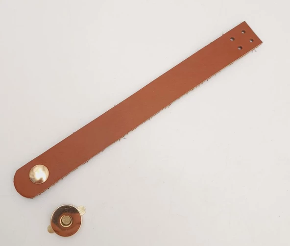 Çanta Aksesuar 18x2 cm Taba Gerçek Deri Düz Çanta Kapağı Light Gold Metalli - 3