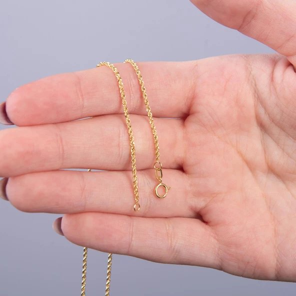 14 Ayar 50 cm İnce Halat Altın Zincir Kolye 1,23 gr - Resim 6