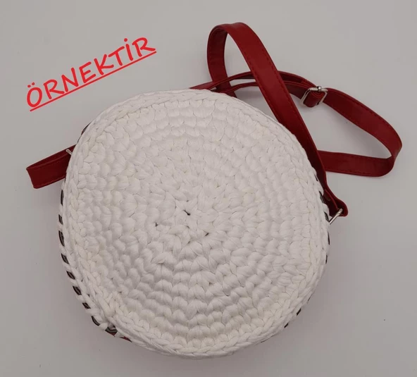 Çanta Aksesuar Kahverengi Suni Deri Davul Çanta Aparatı Gümüş Metal - 4