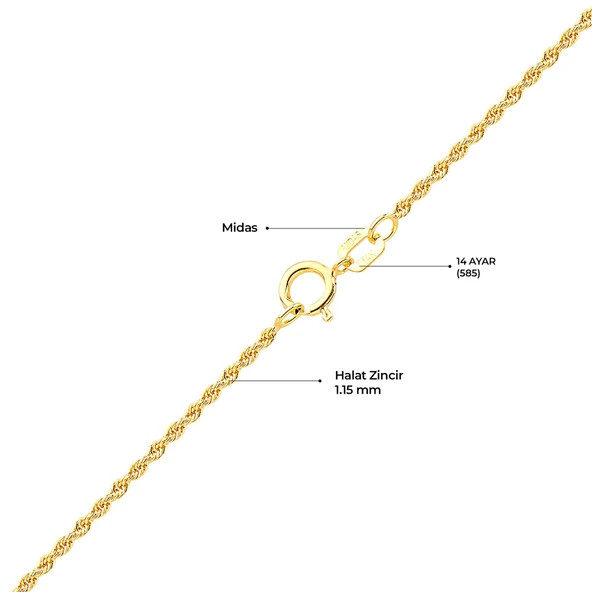 14 Ayar 45 cm İnce Halat Altın Zincir Kolye 1,15 gr - Resim 3