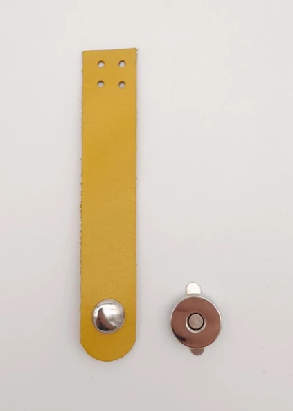 Çanta Aksesuar 11x2 cm Limon Küfü Renk Gerçek Deri Düz Çanta Kapağı Gümüş Metalli