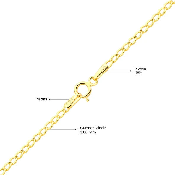 14 Ayar 45 cm Gurmet Altın Zincir Kolye 2,08 gr - Resim 3