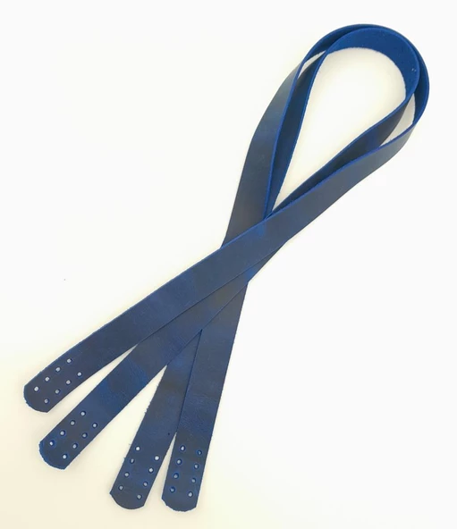 Çanta Aksesuar Gerçek Deri 70x2 cm Saks Mavi Crazy Oil Renk Çift Çanta Sapı - 2