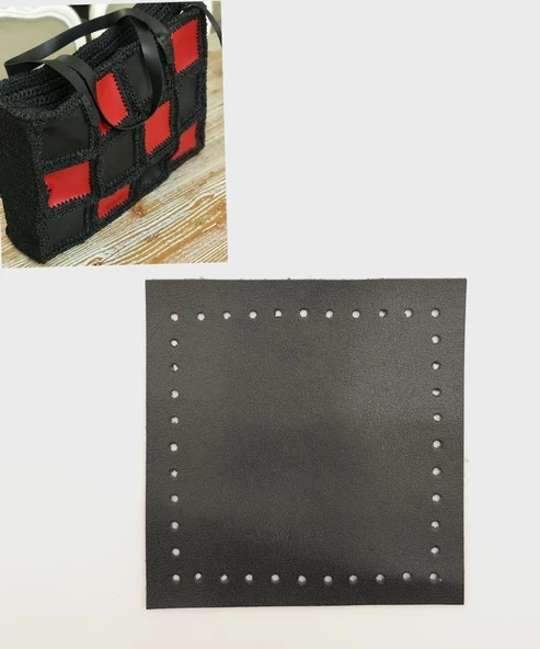 Çanta Aksesuar 10x10 cm Kare Suni Deri Siyah Renk 1 Adet
