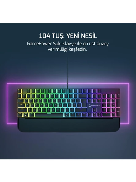 Gamepower Suki 104 RGB Red Switch Kablolu Mekanik Oyuncu Klavyesi - 3