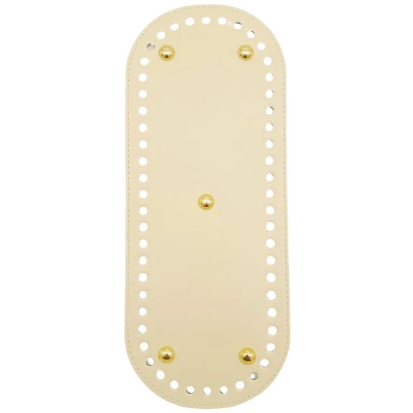 Çanta Aksesuar Suni Deri 30x12 cm Oval Çanta Tabanı Krem Renk Light Gold Aparatlı