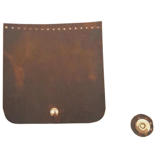 Çanta Aksesuar 14x14 cm Crazy Oil Hardal Sarı Renk Gerçek Deri Çanta Kapağı Light Gold Metalli - 2