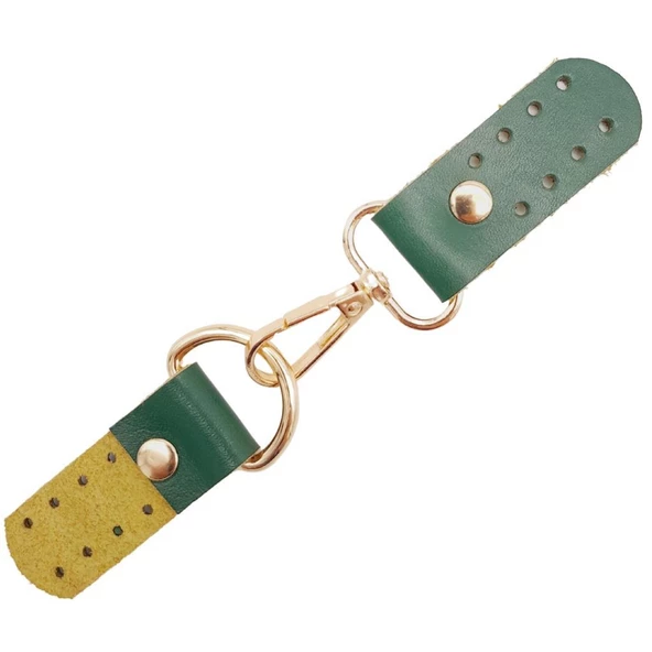 Çanta Aksesuar Gerçek Deri Kancalı Böce (Kilit) Yeşil Renk Light Gold Metalli - 2
