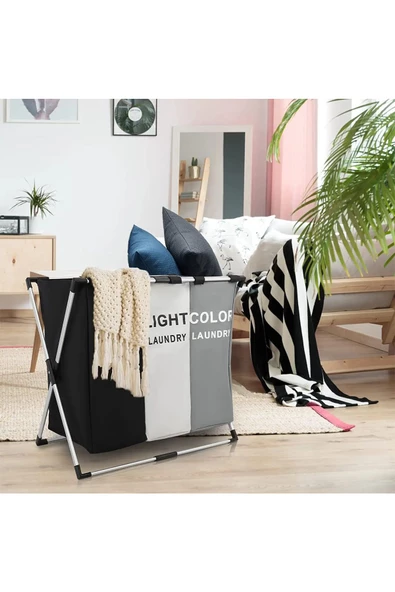 Kirli Çamaşır Sepeti Katlanabilir Üç Bölmeli
