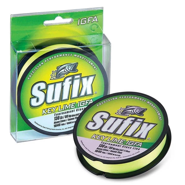 Sufix Key Lime Igfa 0.52 mm 600m Neon Lime Monofilament Misina 15kg Çeker ürün görseli