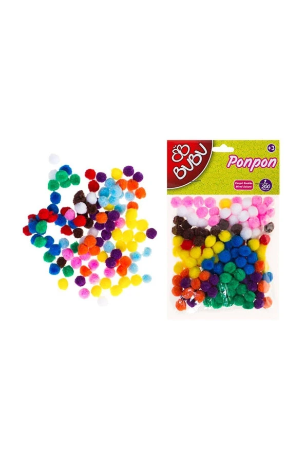 Bu-Bu Ponpon 1 Cm 200'Lü Karma 10 Renk