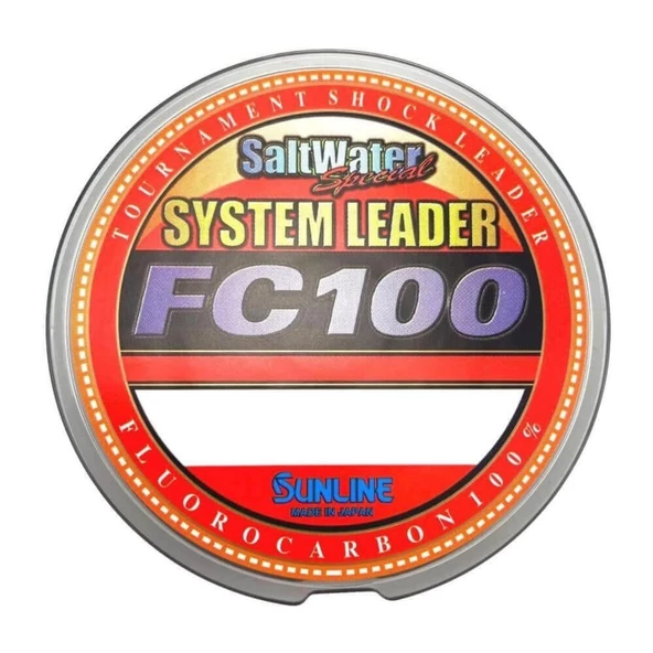 Sunline System Leader FC100 0.78 mm 30m Natural Clear Fluorocarbon Misina 29.48kg Çeker