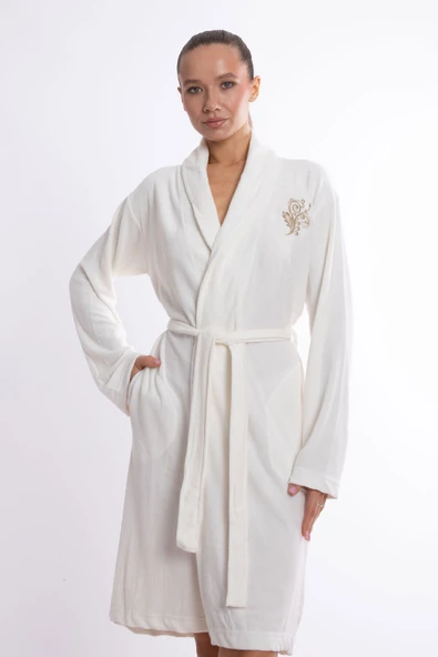Bambu Lüks Nakışlı Şalyaka Slim Fit Sabahlık - 3