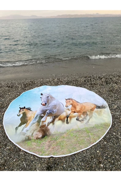 Yuvarlak Plaj, Kamp, Piknik Örtüsü Çap 150 Cm - 4