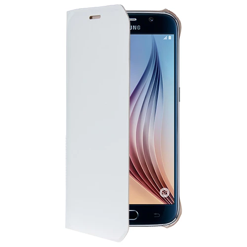 Samsung Galaxy S6 Flip Wallet (Suni Deri) - Beyaz