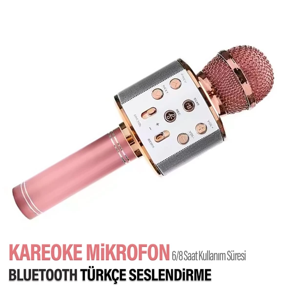 Karaoke Mikrofon Kablosuz Bluetooth Dahili Hoparlörlü Speaker