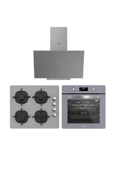 Silverline Gri Cam Ankastre Set ( 3481 Flam - CS5335S02 - BO6502S02 ) ürün görseli 1