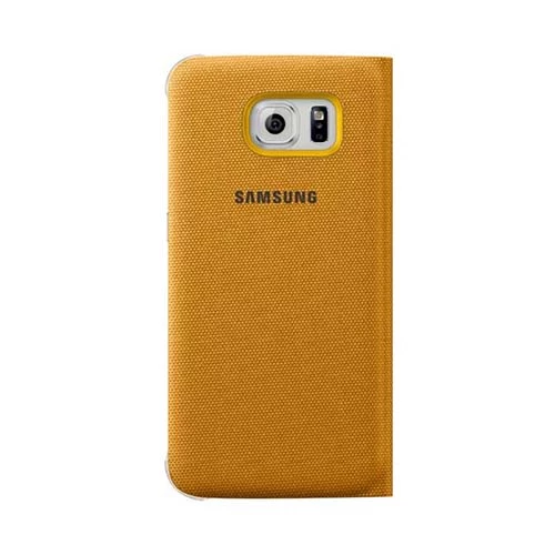 Samsung Galaxy S6 Flip Wallet (Tekstil) Orjinal Sarı EF-WG920BYEGWW (Outlet) - Resim 3