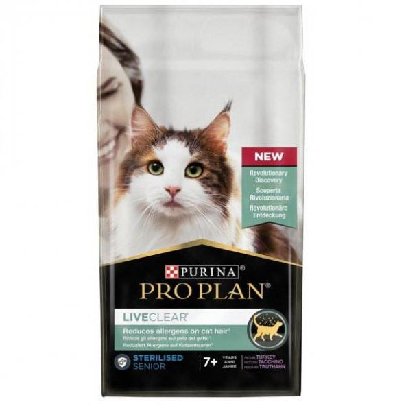 ProPlan LiveClear Sterilized Senior+7 Hindili Alerji Önleyici Kedi Maması 1,4 kg