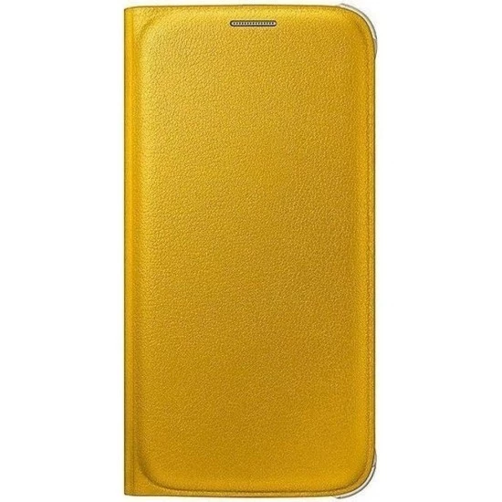 Samsung Galaxy S6 Flip Wallet (Deri Görünümlü) Orjinal Sarı EF-WG920PYEGWW - 1