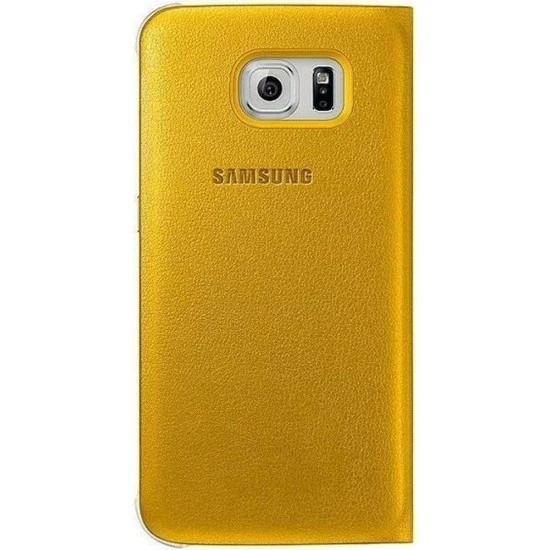 Samsung Galaxy S6 Flip Wallet (Deri Görünümlü) Orjinal Sarı EF-WG920PYEGWW - 2